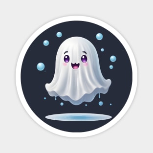 Cute ghost floating. Halloween ghost cartoon Magnet